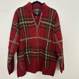 Vintage Lauren Ralph Lauren Red and Green Wool Sweater
